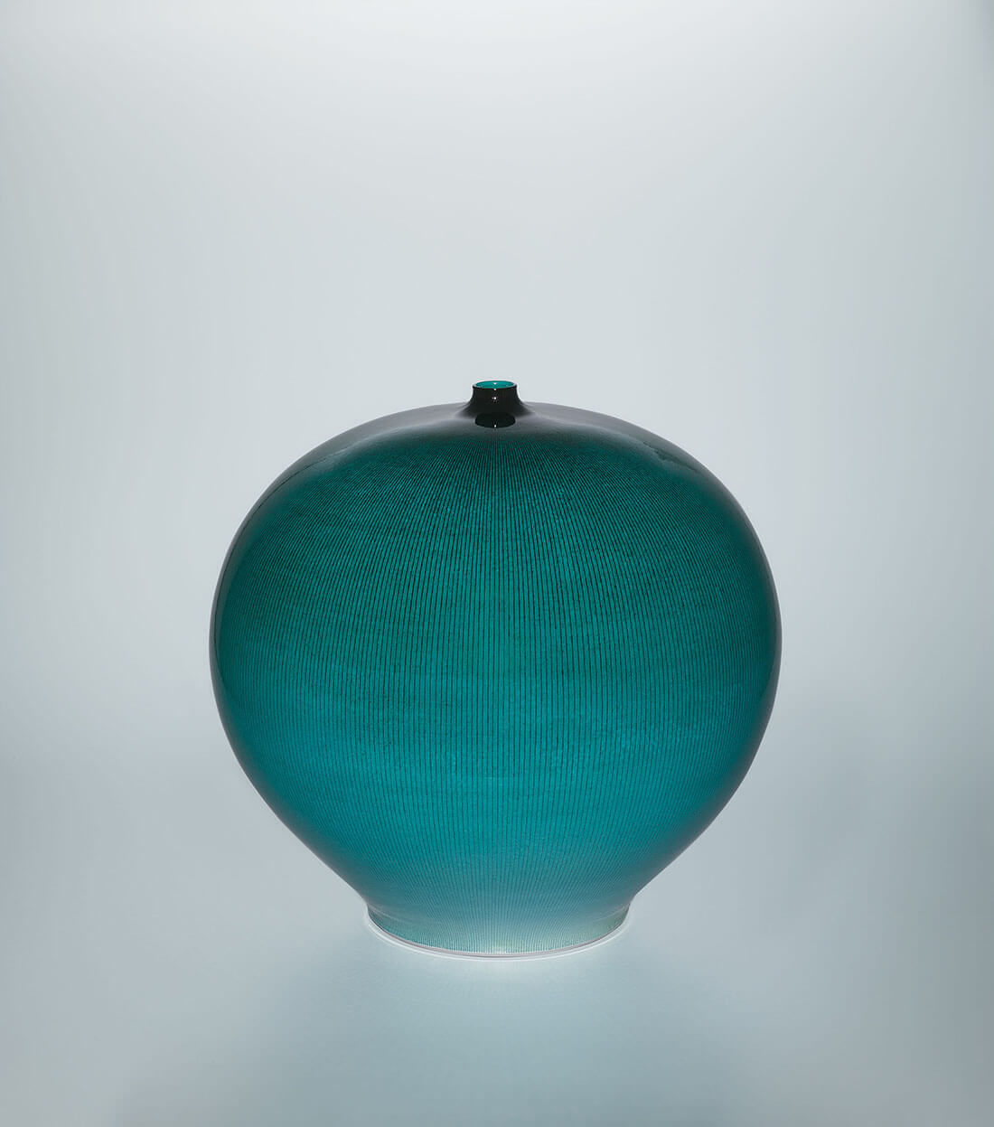 緑彩真麗線文壺