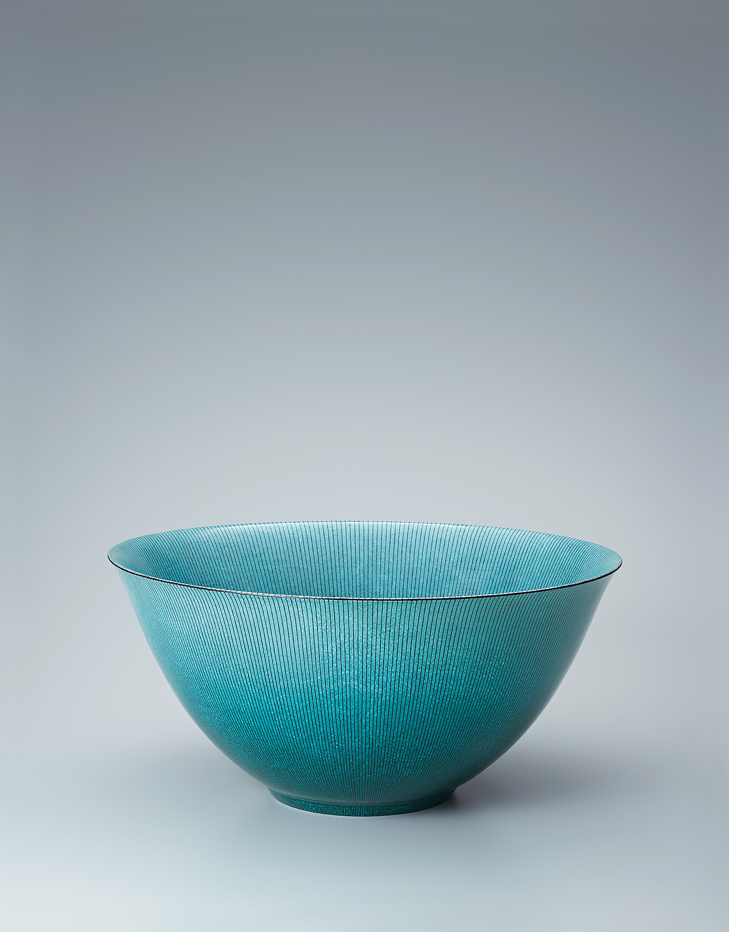 緑彩真麗線文鉢